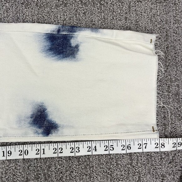 Pacsun Jeans 29x28 High Rise Relaxed Fit Bleach Stained Wash Snowflake Raw Hem - Picture 10 of 11